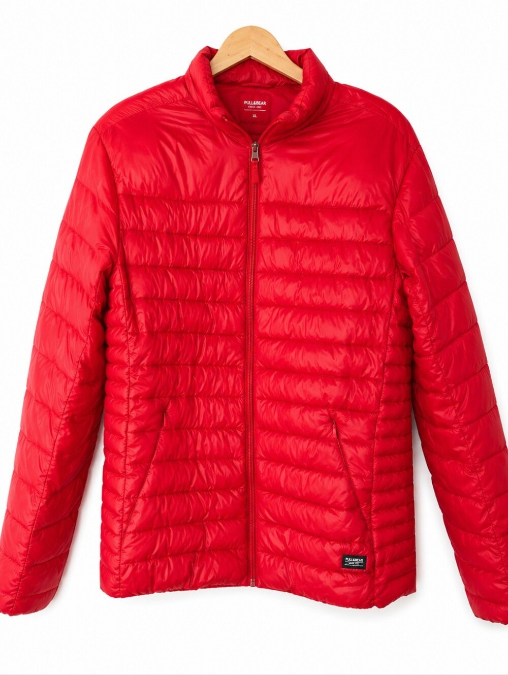 Pull & Bear Men's Red Lightweight Puffer Jacket Size XL